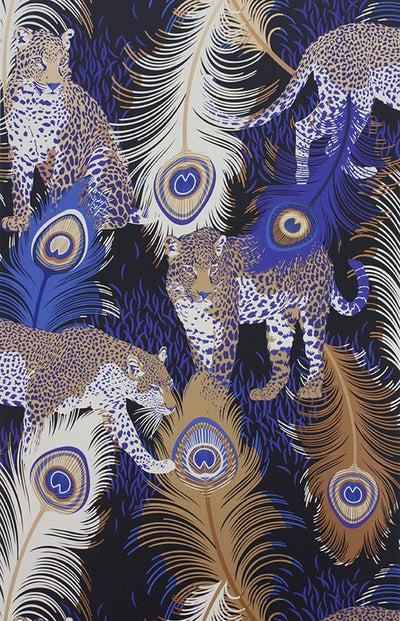 product image for Leopardo Wallpaper in Black and Electric Blue by Matthew Williamson for Osborne & Little 20