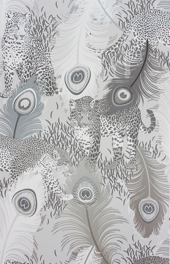 media image for Leopardo Wallpaper in Metallic Silver by Matthew Williamson for Osborne & Little 271