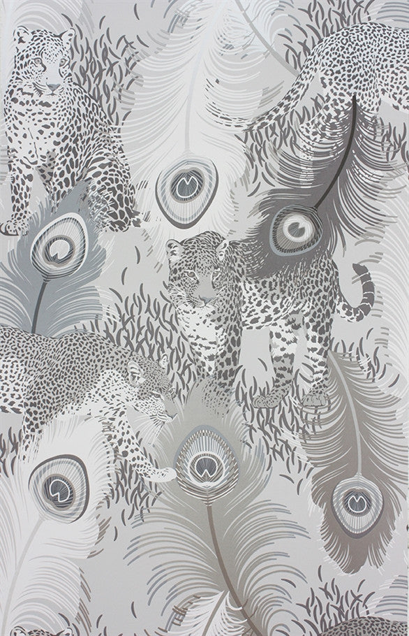 media image for Leopardo Wallpaper in Metallic Silver by Matthew Williamson for Osborne & Little 226