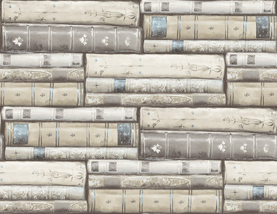 product image of sample library wallpaper in washed grey from the vintage home 2 collection by wallquest 1 568