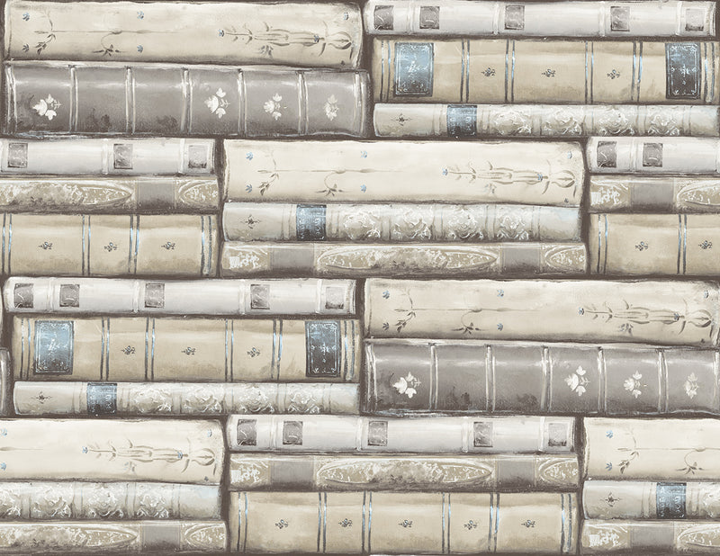 media image for Library Wallpaper in Washed Grey from the Vintage Home 2 Collection by Wallquest 265