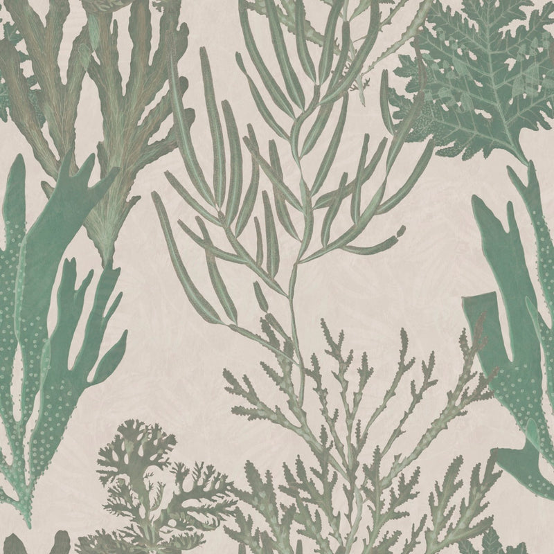 media image for sample light corals wallpaper in green and taupe from the atoll collection by mind the gap 1 263
