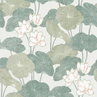 product image of sample lily pad peel stick wallpaper in beige and green by roommates for york wallcoverings 1 512