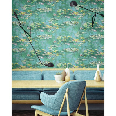 product image for Lily Pads Wallpaper in Green, Blue, and Pink from the French Impressionist Collection by Seabrook Wallcoverings 12