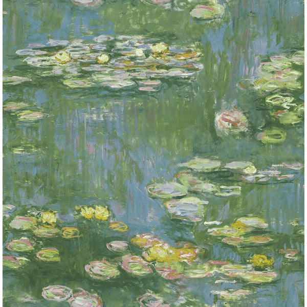 media image for Lily Pads Wallpaper in Blue, Green, and Pink from the French Impressionist Collection by Seabrook Wallcoverings 252