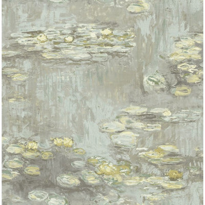 product image of sample lily pads wallpaper in green gold and neutrals from the french impressionist collection by seabrook wallcoverings 1 581