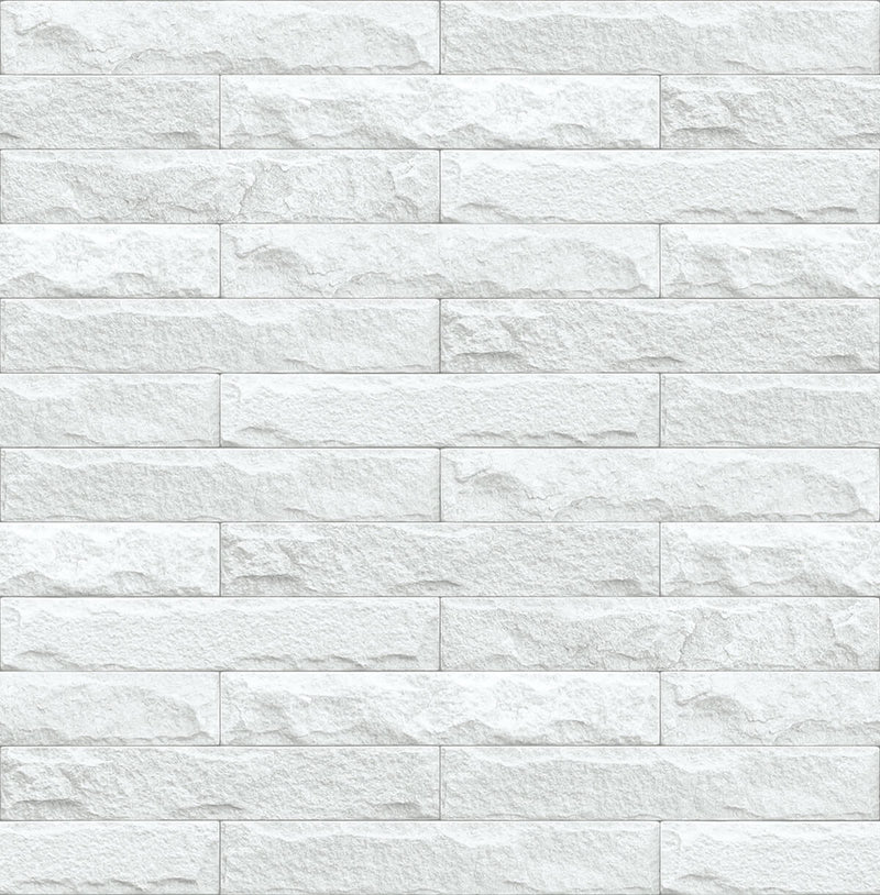 media image for Limestone Brick Peel-and-Stick Wallpaper in Eggshell and Grey by NextWall 281