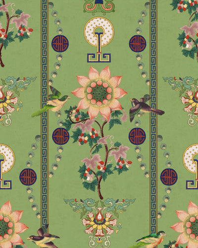 product image of sample lin yuan wallpaper in absinthe green from the chinese garden collection by mind the gap 1 548