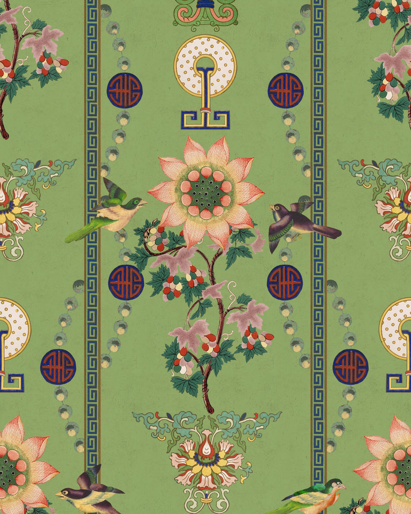 media image for sample lin yuan wallpaper in absinthe green from the chinese garden collection by mind the gap 1 276