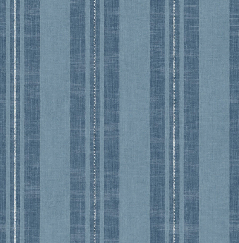 media image for Linen Stripe Wallpaper in Sky Blue and Denim from the Day Dreamers Collection by Seabrook Wallcoverings 255