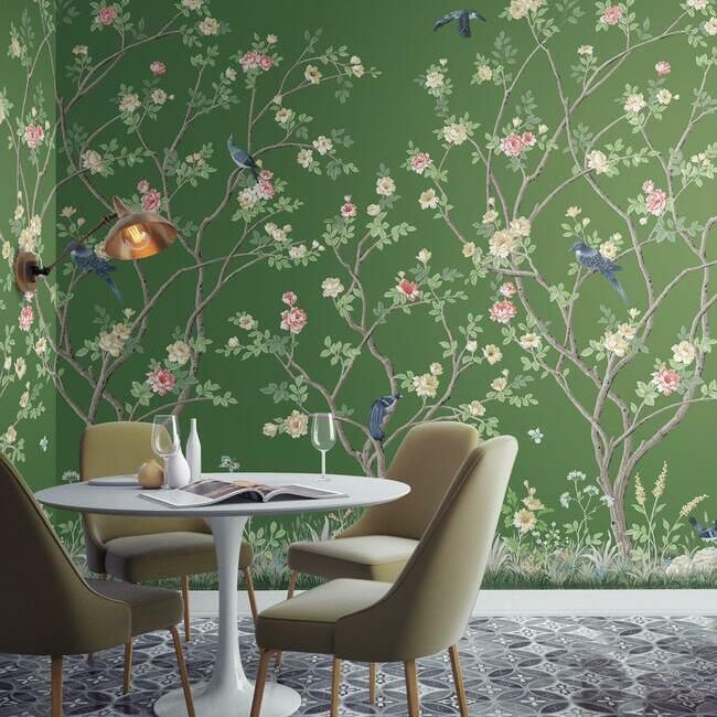 media image for Lingering Garden Wall Mural in Green from the Murals Resource Library by York Wallcoverings 259