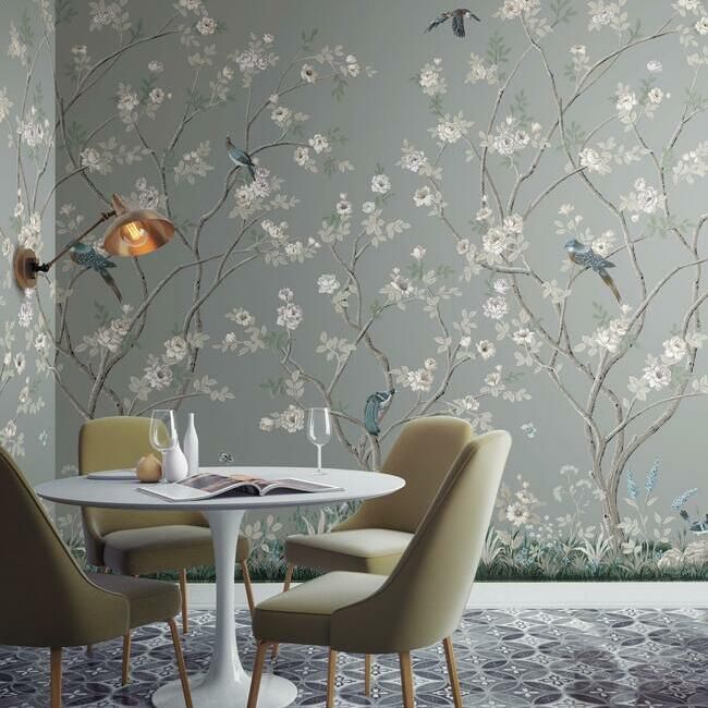 media image for Lingering Garden Wall Mural in Grey from the Murals Resource Library by York Wallcoverings 275