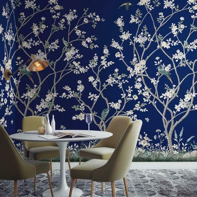 media image for Lingering Garden Wall Mural in Navy from the Murals Resource Library by York Wallcoverings 270