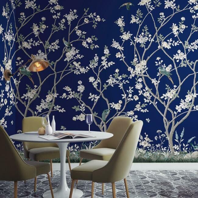 media image for Lingering Garden Wall Mural in Navy from the Murals Resource Library by York Wallcoverings 280