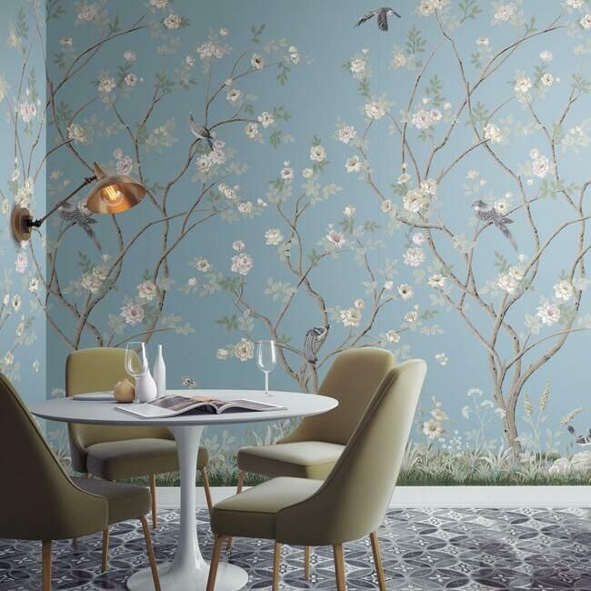 media image for Lingering Garden Wall Mural in Sky Blue from the Murals Resource Library by York Wallcoverings 261