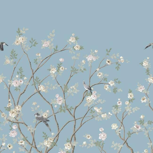 media image for Lingering Garden Wall Mural in Sky Blue from the Murals Resource Library by York Wallcoverings 213