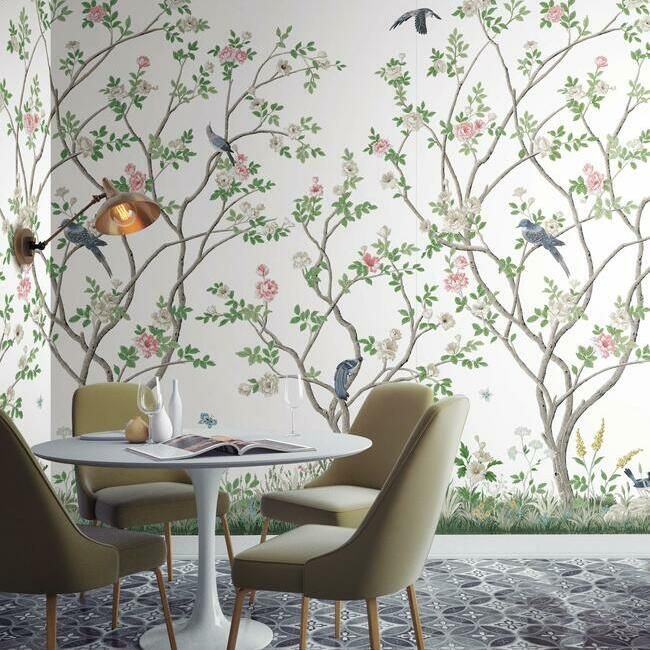 media image for Lingering Garden Wall Mural in White from the Murals Resource Library by York Wallcoverings 211