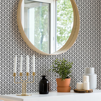 product image for Lisbeth Geometric Lattice Wallpaper in Black from the Pacifica Collection by Brewster Home Fashions 76