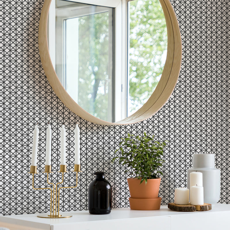 media image for Lisbeth Geometric Lattice Wallpaper in Black from the Pacifica Collection by Brewster Home Fashions 288