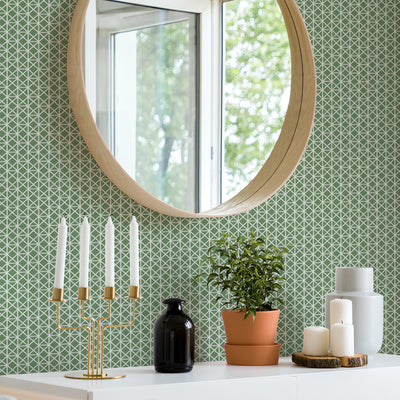 product image for Lisbeth Geometric Lattice Wallpaper in Green from the Pacifica Collection by Brewster Home Fashions 71
