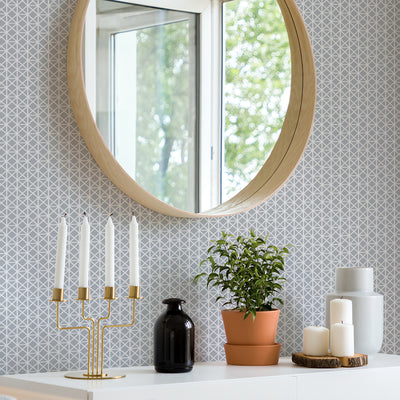 product image for Lisbeth Geometric Lattice Wallpaper in Grey from the Pacifica Collection by Brewster Home Fashions 90