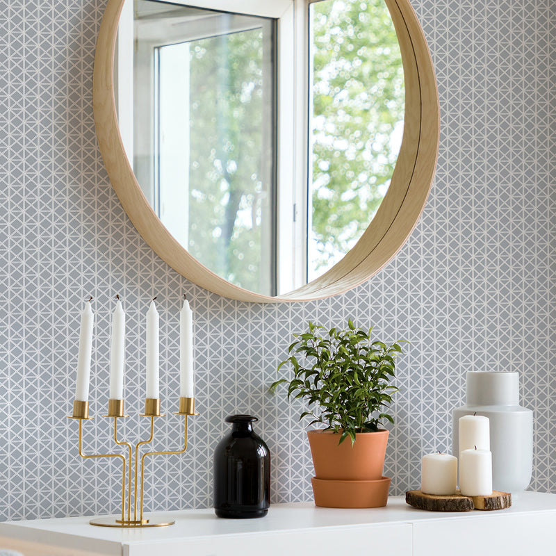 media image for Lisbeth Geometric Lattice Wallpaper in Grey from the Pacifica Collection by Brewster Home Fashions 238