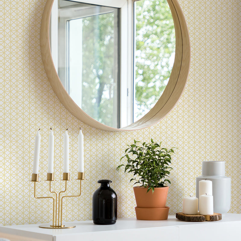 media image for Lisbeth Geometric Lattice Wallpaper in Yellow from the Pacifica Collection by Brewster Home Fashions 280