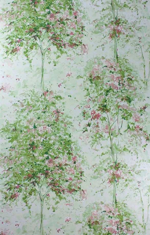 media image for Lochwood Wallpaper in Green and Coral by Nina Campbell for Osborne & Little 237