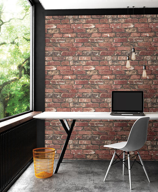media image for Loft Red Brick Wallpaper from the Essentials Collection by Brewster Home Fashions 210