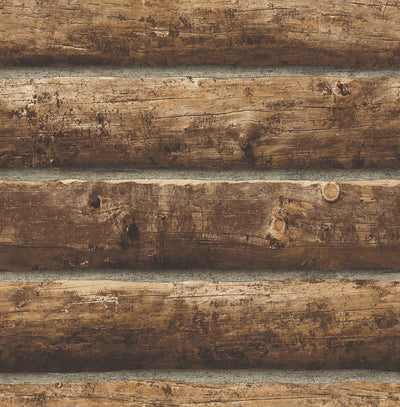 product image of sample log cabin peel and stick wallpaper in walnut by nextwall 1 510