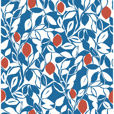 product image of sample loretto citrus wallpaper in blue from the pacifica collection by brewster home fashions 1 536