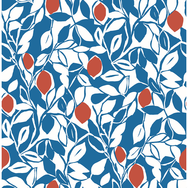 media image for Loretto Citrus Wallpaper in Blue from the Pacifica Collection by Brewster Home Fashions 232