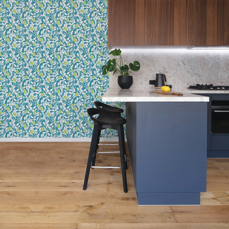 media image for Loretto Citrus Wallpaper in Teal from the Pacifica Collection by Brewster Home Fashions 274