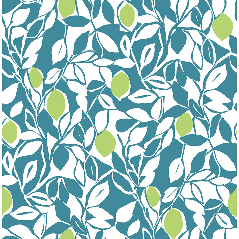 media image for Loretto Citrus Wallpaper in Teal from the Pacifica Collection by Brewster Home Fashions 244
