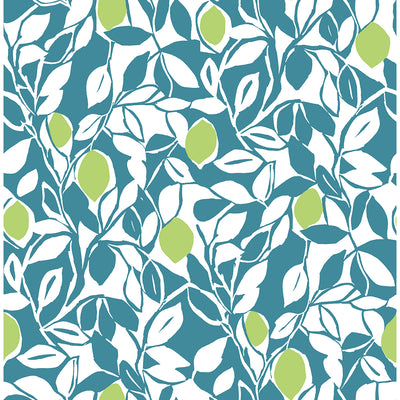 product image of sample loretto citrus wallpaper in teal from the pacifica collection by brewster home fashions 1 522