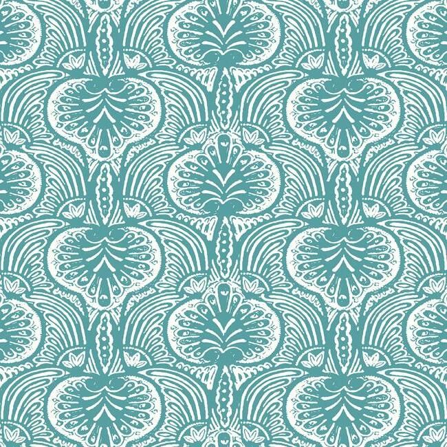 media image for Lotus Palm Wallpaper in Aqua from the Traveler Collection by Ronald Redding 299