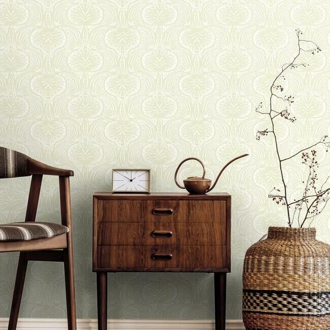 media image for Lotus Palm Wallpaper in Beige from the Traveler Collection by Ronald Redding 232