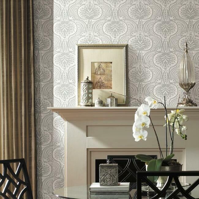 media image for Lotus Palm Wallpaper in Grey from the Traveler Collection by Ronald Redding 277