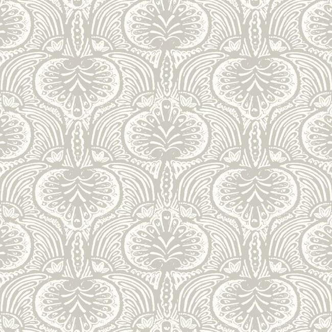 media image for sample lotus palm wallpaper in grey from the traveler collection by ronald redding 1 224