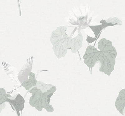 product image of sample lotus wallpaper in frost from the sanctuary collection by mayflower wallpaper 1 510