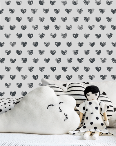 product image for Love Wallpaper in Charcoal by Marley + Malek Kids 84