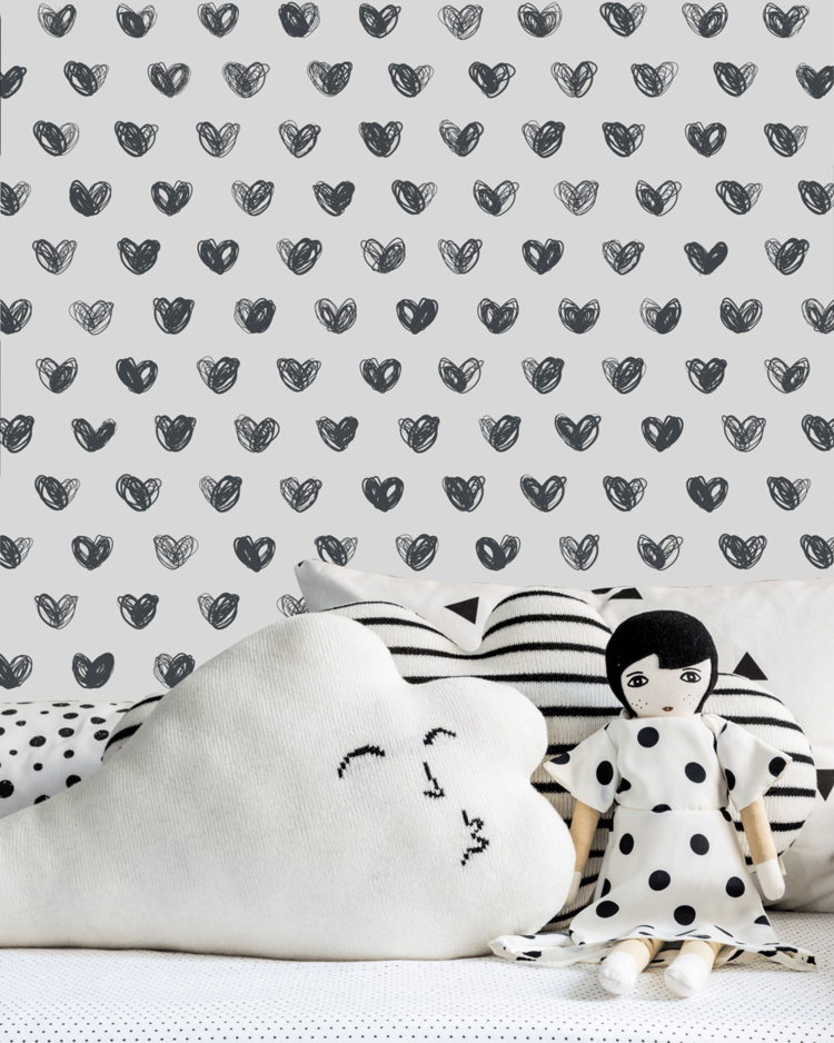 media image for Love Wallpaper in Charcoal by Marley + Malek Kids 263