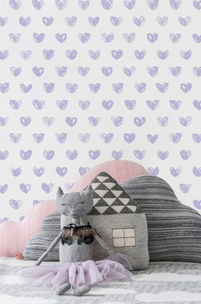 product image for Love Wallpaper in Lavender by Marley + Malek Kids 56