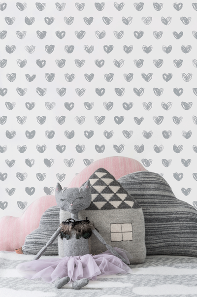 product image for Love Wallpaper in Silver by Marley + Malek Kids 48