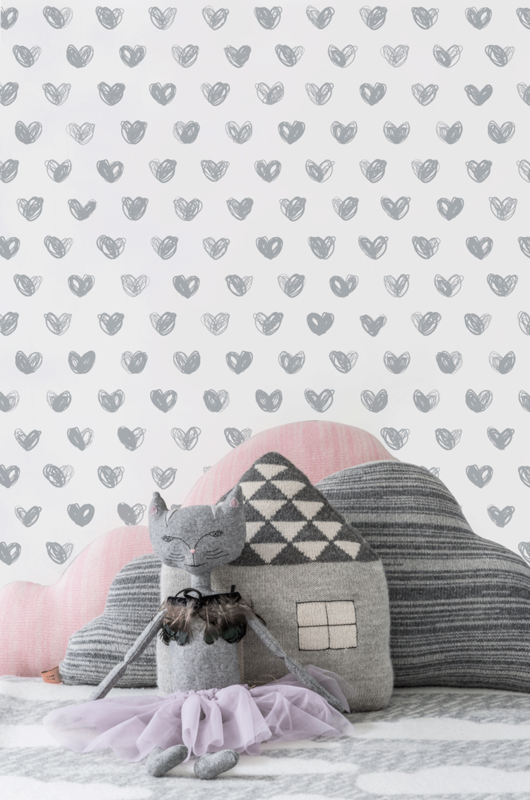 media image for Love Wallpaper in Silver by Marley + Malek Kids 244