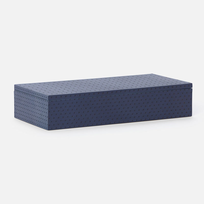 media image for lowell perforated navy accent box pack of two full grain leather 2 227