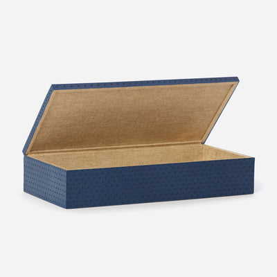 product image for lowell perforated navy accent box pack of two full grain leather 3 84