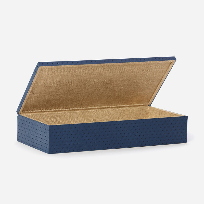 media image for lowell perforated navy accent box pack of two full grain leather 3 244