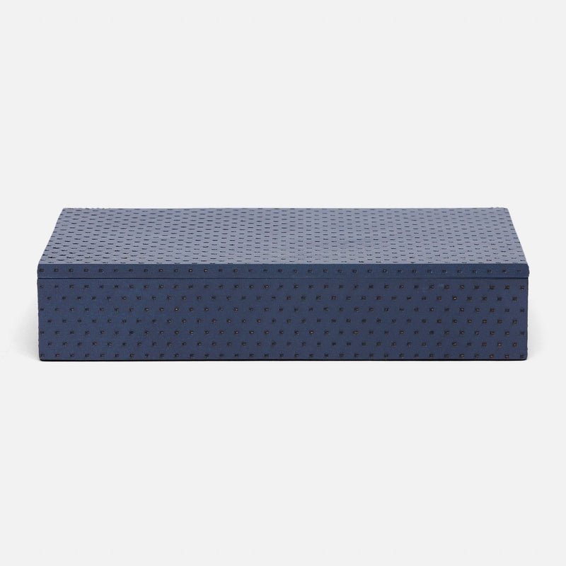 media image for lowell perforated navy accent box pack of two full grain leather 1 273