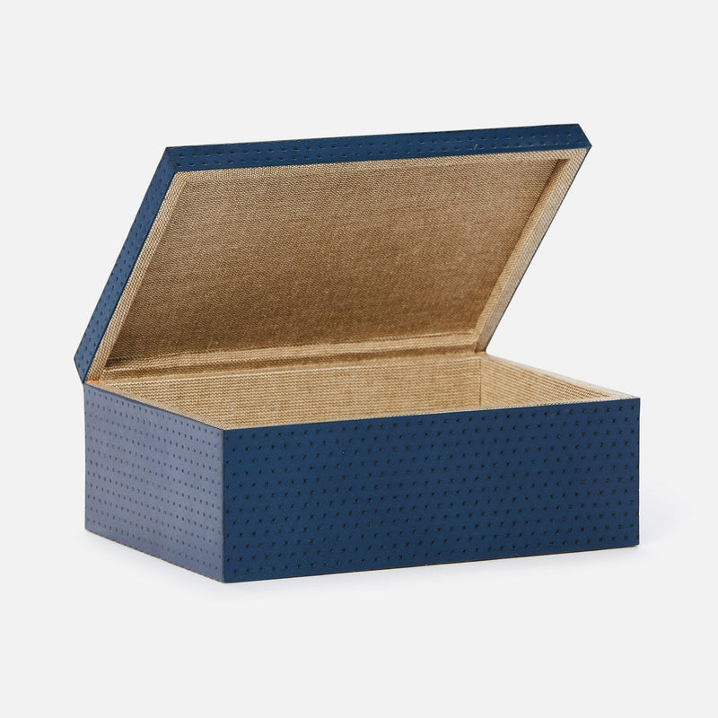 media image for lowell perforated navy accent box pack of two full grain leather 5 262